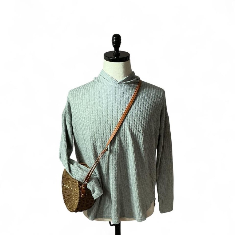 Chaser Women's Hoodie Top - Long Sleeve Waffle Knit‎ Casual Pullover Small
